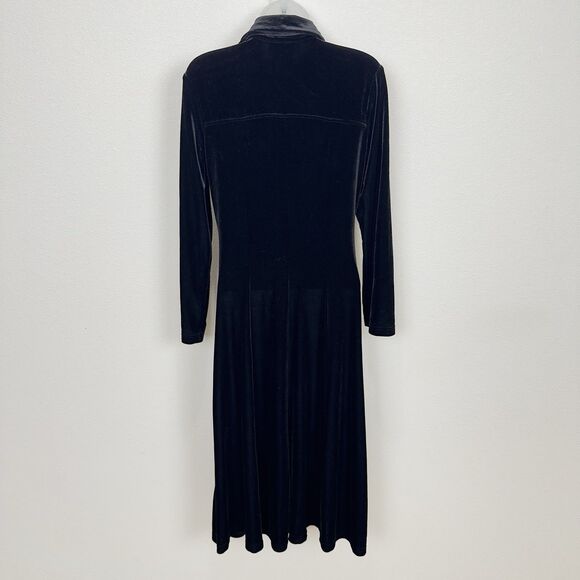 Vtg Coldwater Creek Dress Womens 6P Black Velvet Button Up Witchy Whimsigoth - Picture 6 of 11